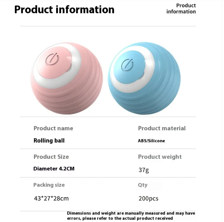 Smart dog toy ball in pink, battery-powered