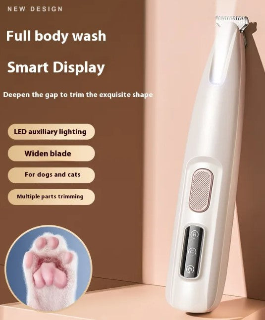 Paw hair trimmer LED light illuminating trim area