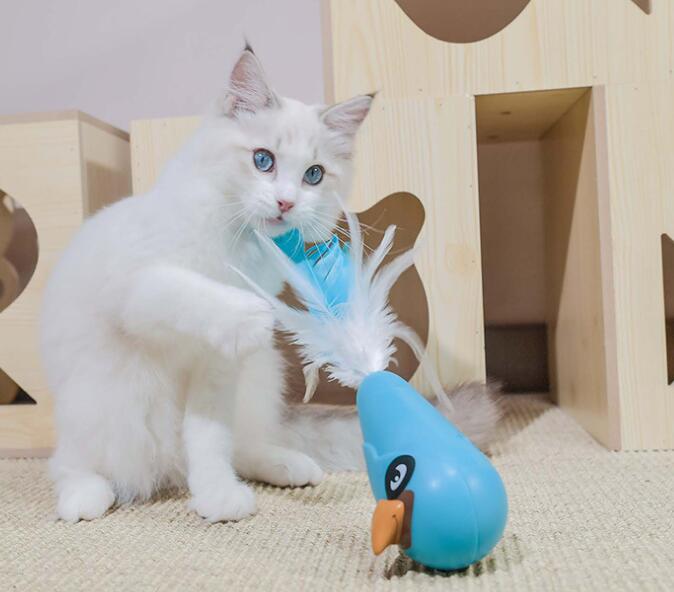 Interactive cat toy feather accents and ribbons detail
