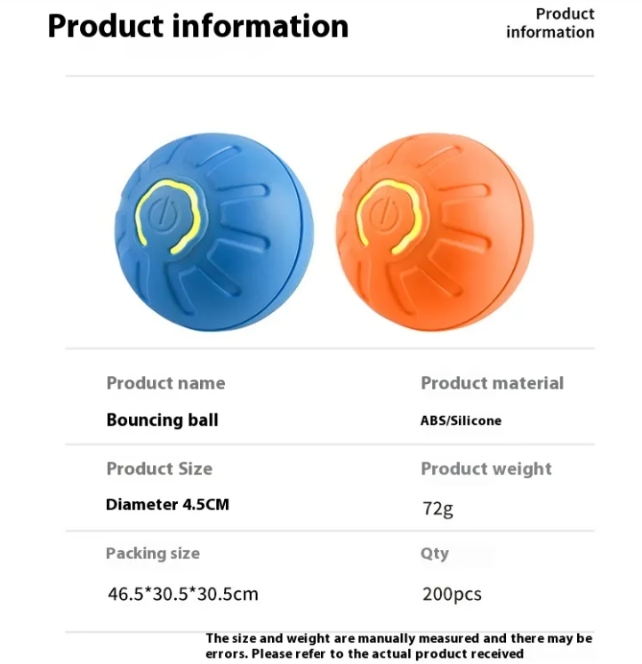Rolling ball dog toy in blue, 42mm diameter
