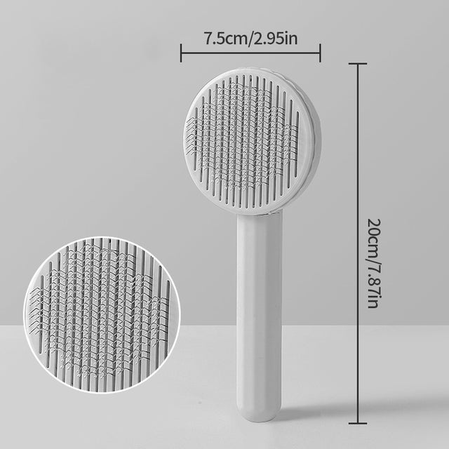 Self-cleaning pet grooming brush easy maintenance demonstration