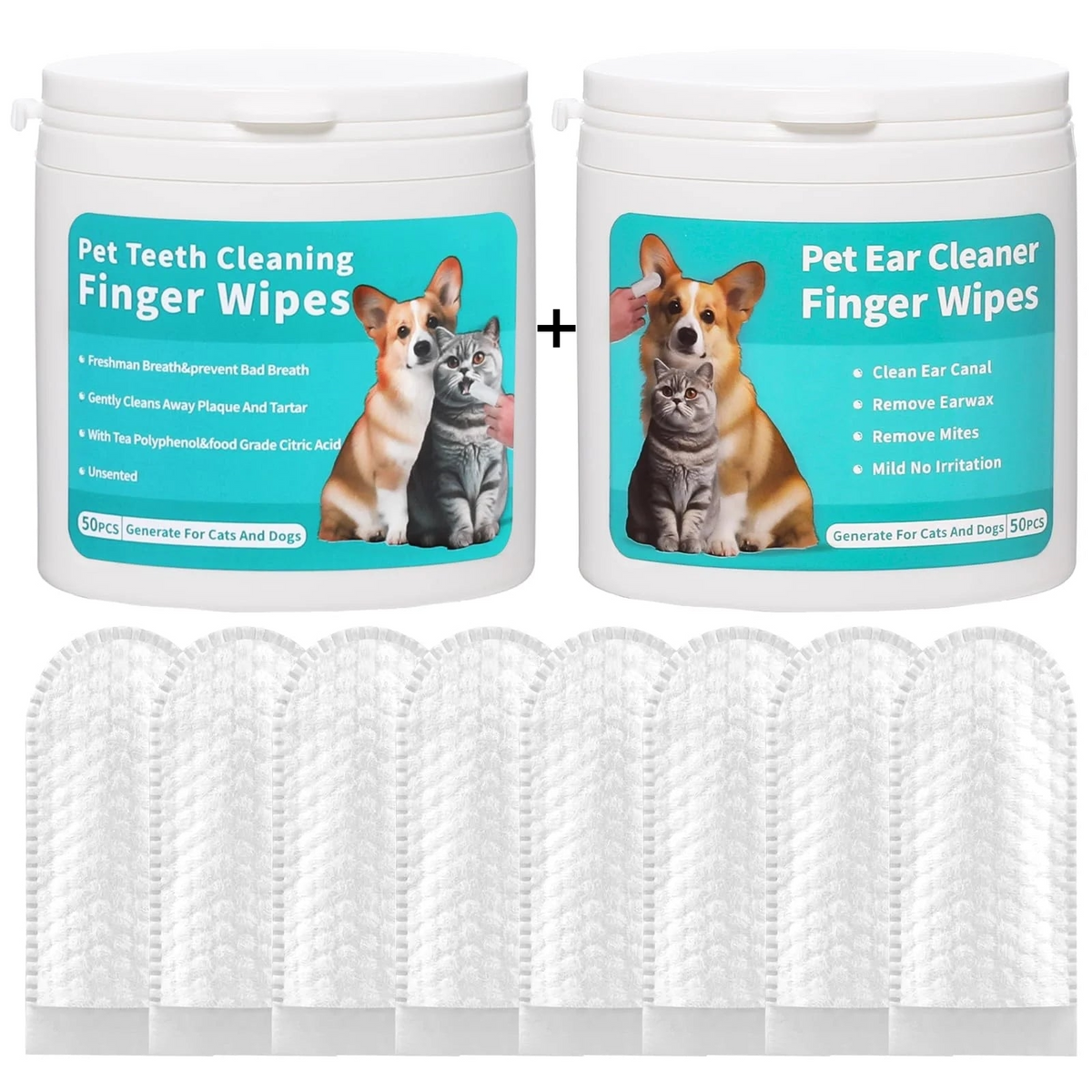 Pet Ear Cleaning Finger Wipes for dogs and cats