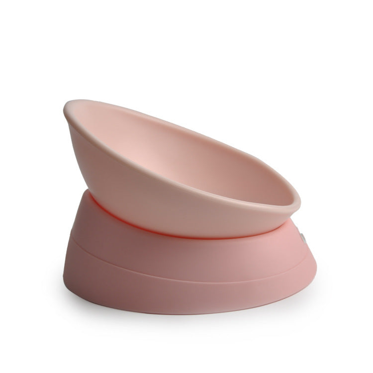 Non-slip cat bowl in pink, angled design for flat-faced breeds