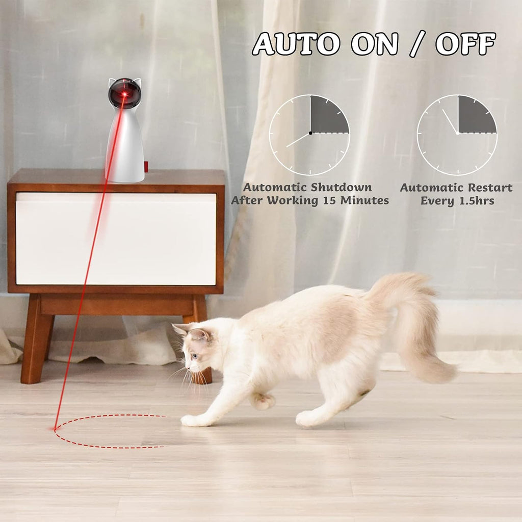 Automatic Laser Cat Toy – Self-Rotating, 15-Min Timer, USB & Battery
