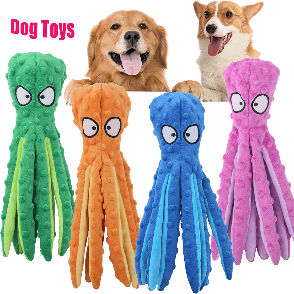 Plush Octopus Dog Toy – Interactive, Squeaky & Bite-Resistant