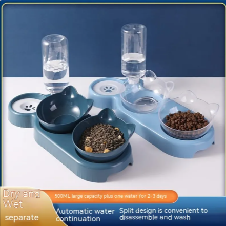 Anti-tip cat bowl feeder pet-safe plastic material