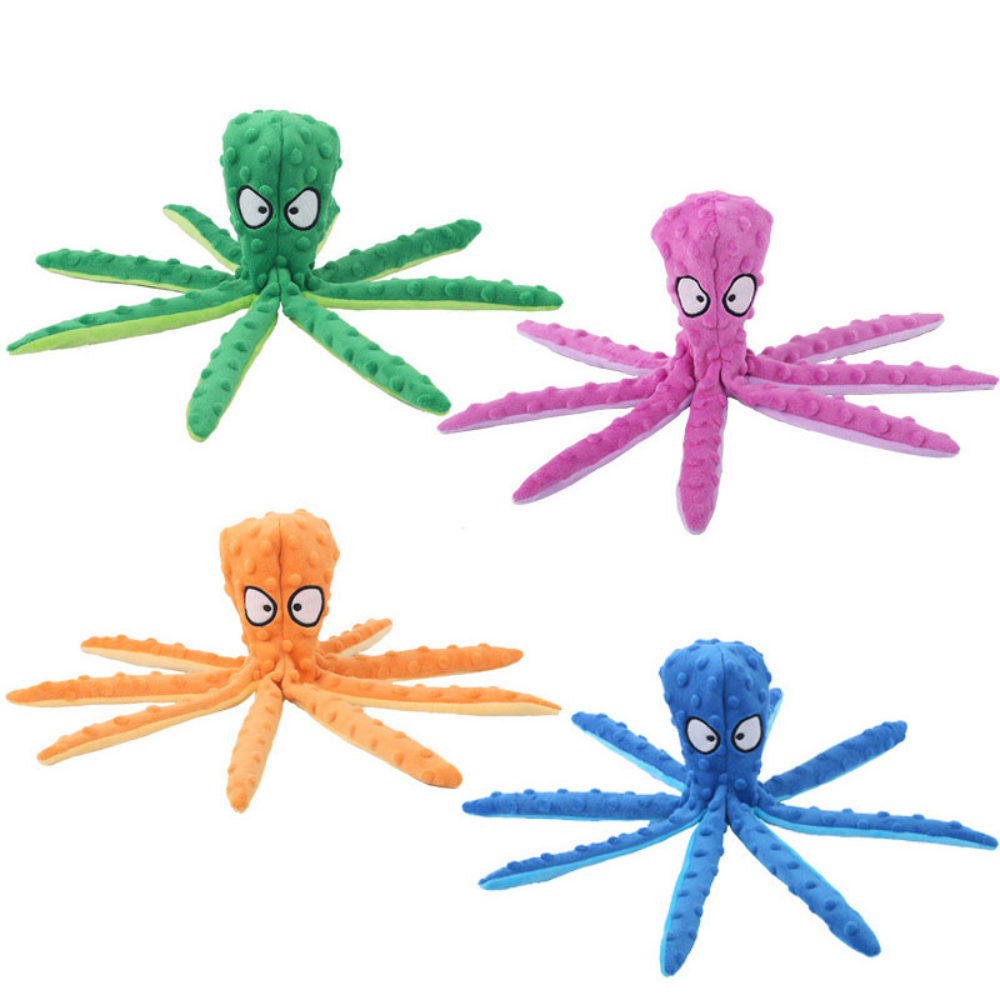Plush Octopus Dog Toy – Interactive, Squeaky & Bite-Resistant