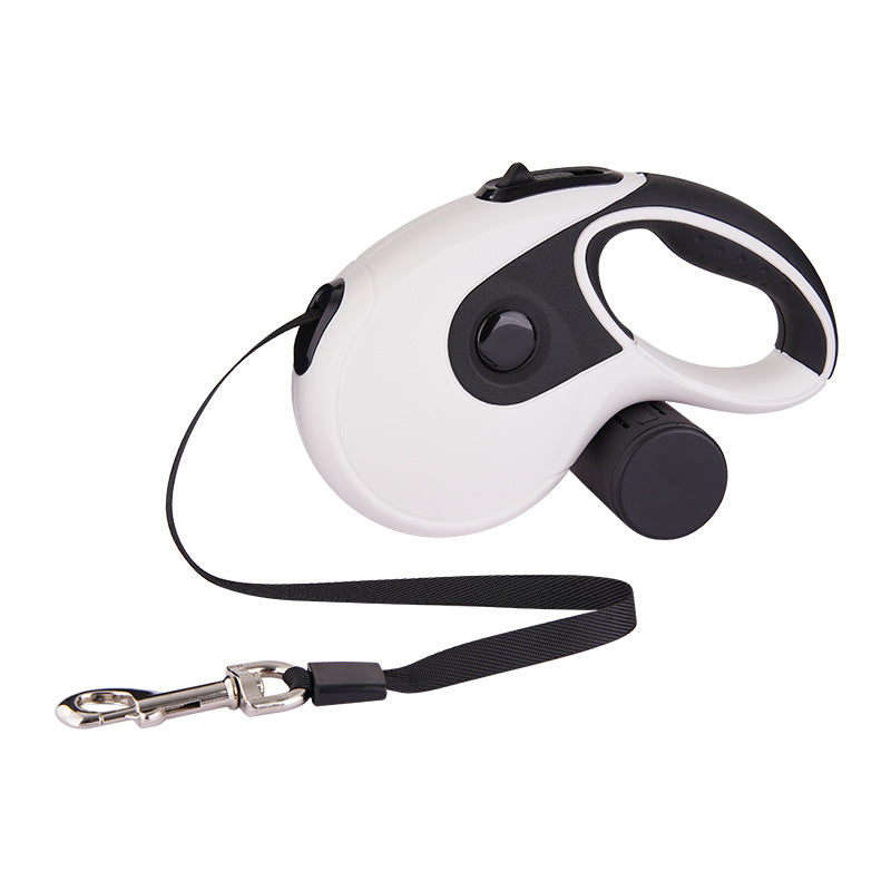 Retractable dog leash built-in storage box feature