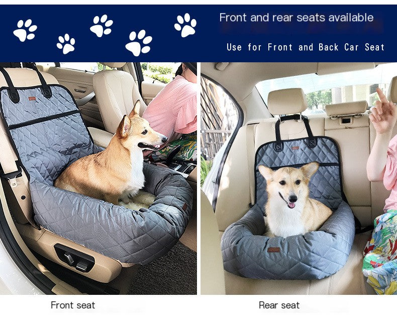Pet car bed with a corgi on the front seat and the rear seat – TailoraStyle