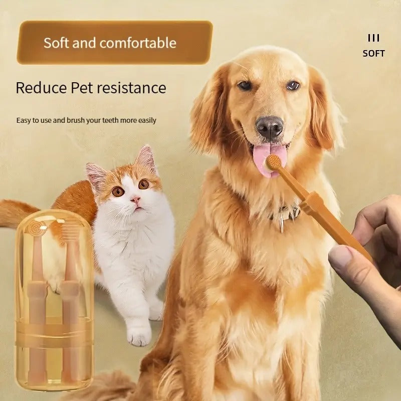 Cat and dog finger toothbrush set for teeth cleaning