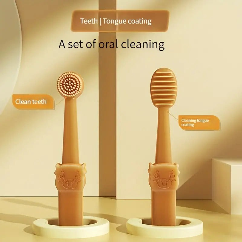 Cat teeth being cleaned with finger toothbrush