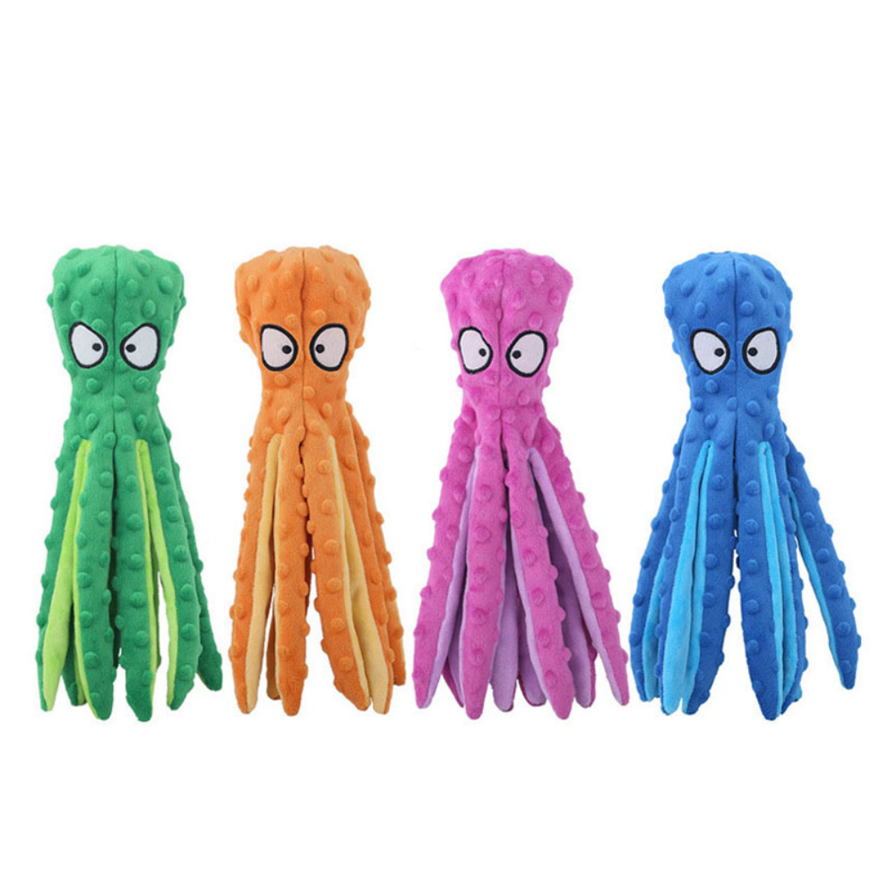 Plush Octopus Dog Toy – Interactive, Squeaky & Bite-Resistant