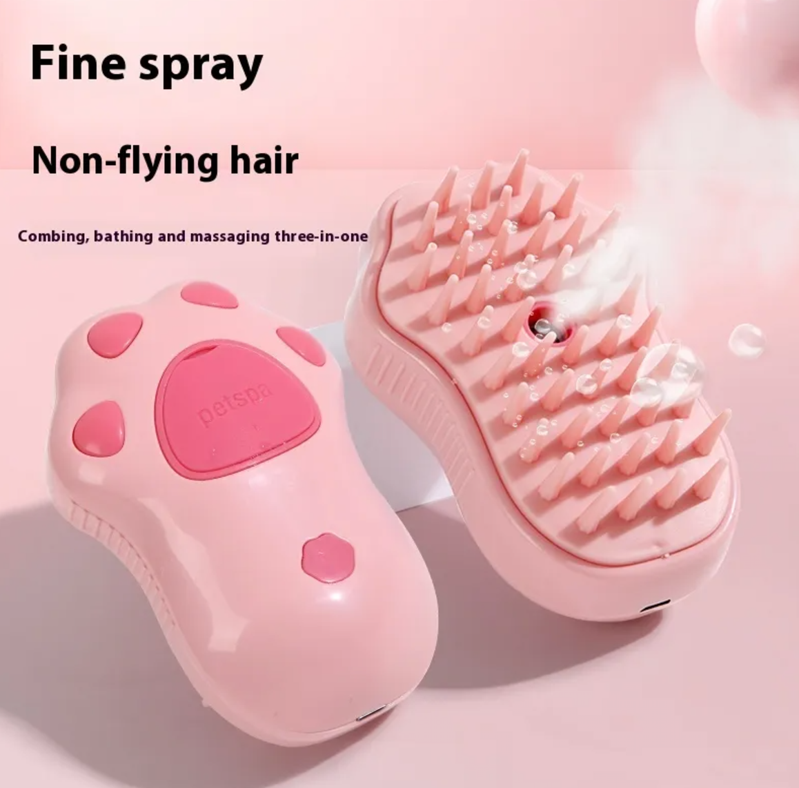 Spray grooming comb water reservoir refill feature