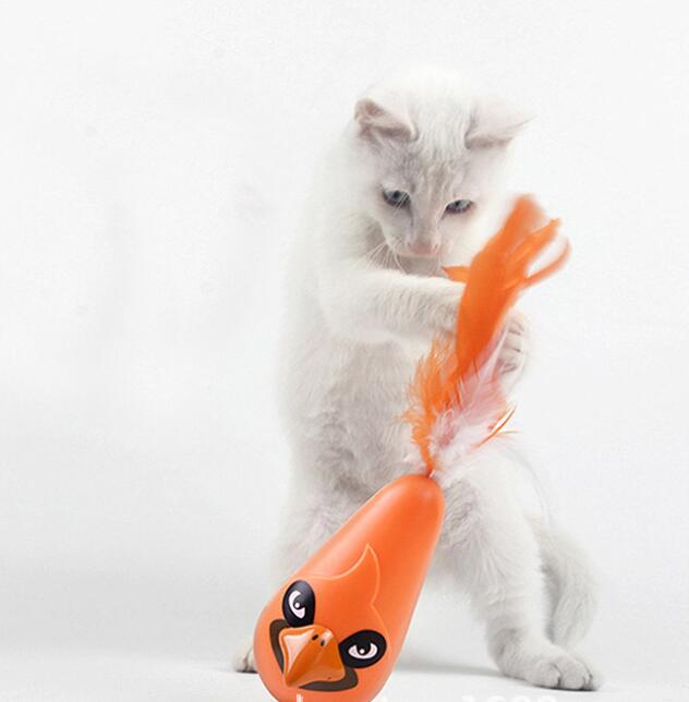 Interactive electric cat toy with feather spinner