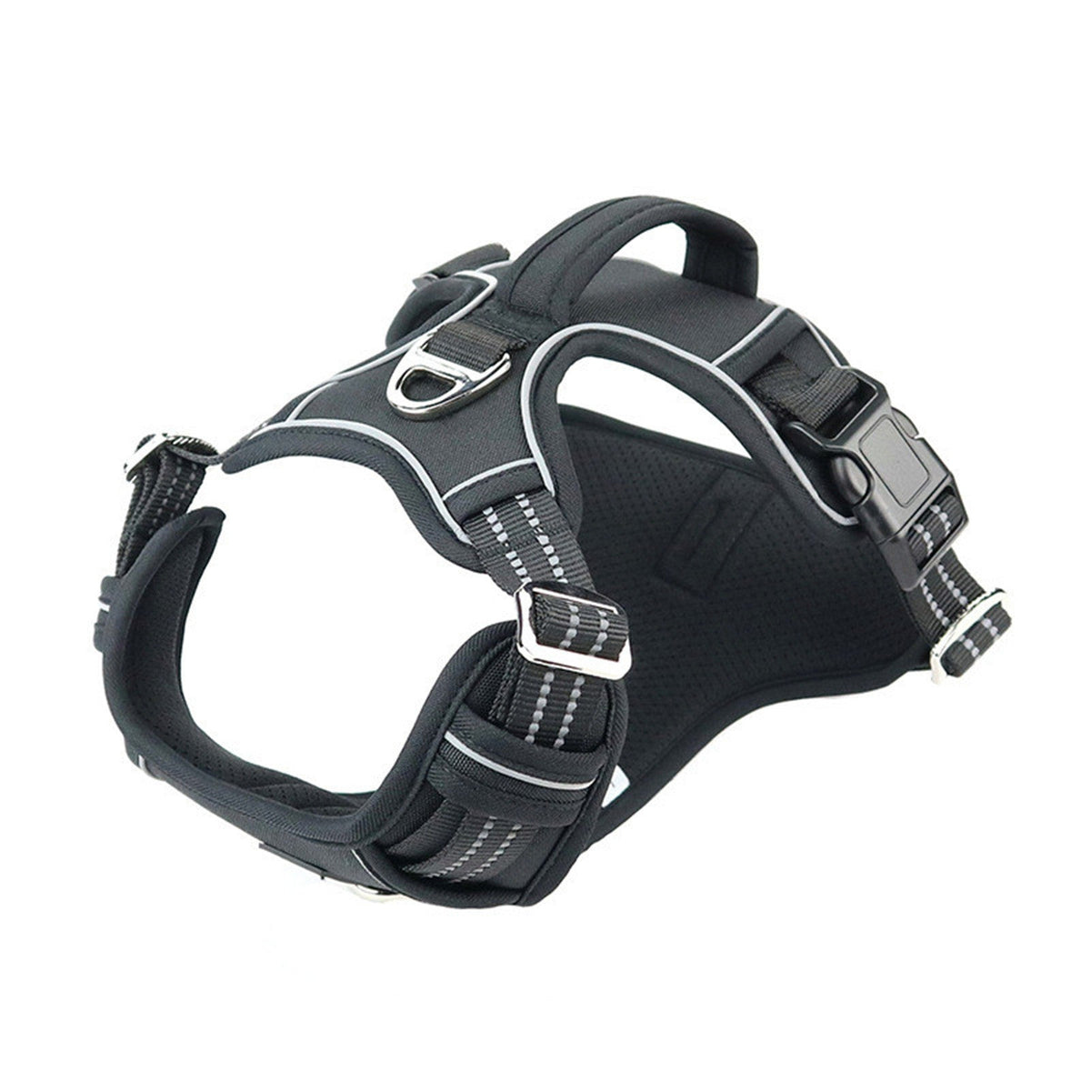 Waterproof dog harness shown in black colorway